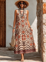 Boho Vintage Floral Print Dress