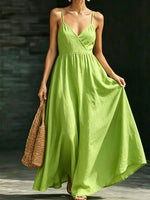 Women's Casual Elegant Stylish Loose V-neck Sleeveless Vacation Long Dress