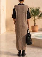 Effortless Textured Knit Pinafore Maxi Dress