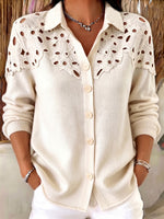 Elegant Chic Floral-cutout Knit Top