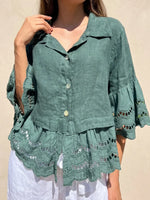 Elegant Eyelet Lace Linen Blouse