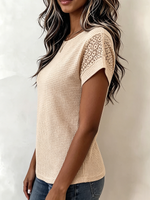Cozy Waffle Knit Lace Patchwork Top