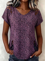 Relaxed Casual Leopard-print Cut-out Cotton Top