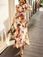 Women's Floral Pattern Art Casual Elegant Loose Long Dress