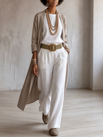 Cozy Minimalist Cotton-linen Three-piece Set