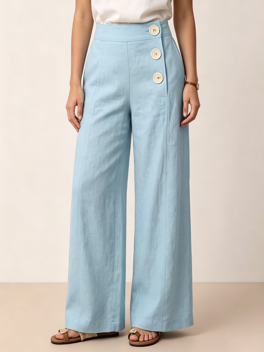 Cozy Breathable Cotton-linen Wide-leg Pants