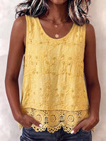 Boho Embroidered Lace-trim Tank Top