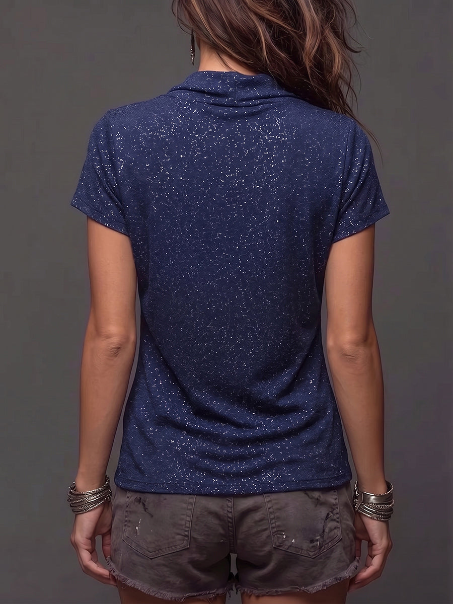 Flattering Boho Shimmer Cowl-neck Top