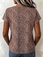Relaxed Casual Leopard-print Cut-out Cotton Top