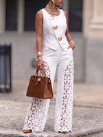 High-waisted Lace Cutout Pants – Effortless High Fashion