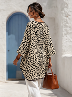 Resort-style Polka-dot Print Cotton-linen Shirt With Contrast Trim