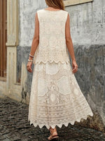 Bohemian Embroidered Cotton Midi Skirt