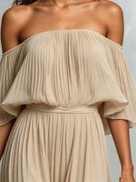 Women's Pleated Off-The-Shoulder Wide-Leg Jumpsuit